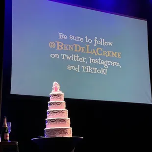 a three tiered cake on a table
