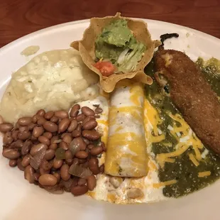 This dish was delicious with crispy chicken Chile Rellenos, shrimp enchilada and tasty sides. Our waitress was wonderful and very attentive.