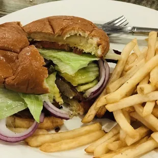 Chicken Bacon Avocado Sandwich with Fries