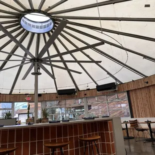 Inside the restaurant! Cool yurt