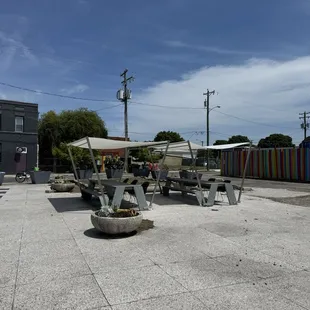 Some shaded seating