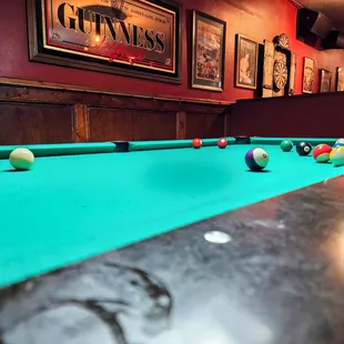 a pool table in a pub