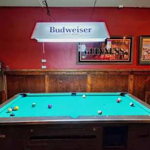 a pool table in a pub