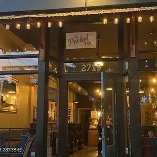 the entrance to the restaurant