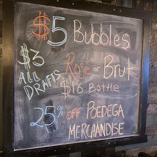 Specials on a Wednesday.