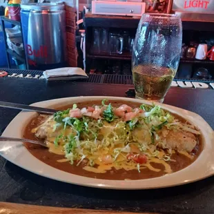 Smothered beef and bean Burrito