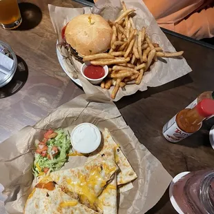 Chicken Quesadilla and The Point Burger