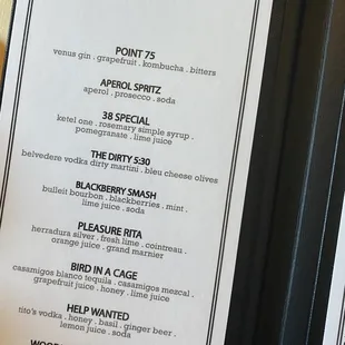 Cocktails Menu