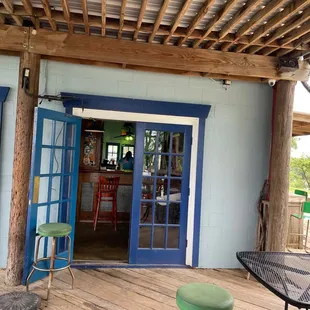 Looking into the bar