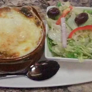 Soup and salad- Greek and French Onion