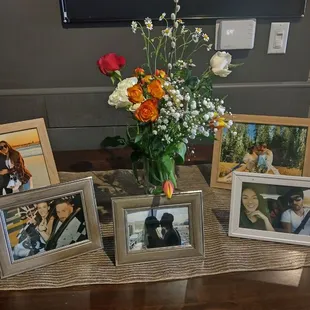We made the side table by the entrance and wine bar a table just to acknowledge the bride and groom to be.