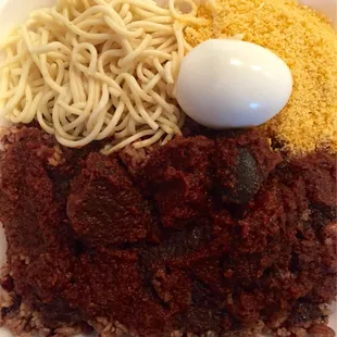 Waakye with beef stew