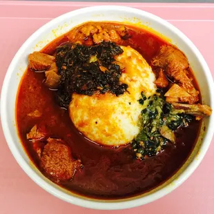 Definitely my best option, Banku with light soup and Okra.