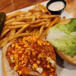 Buffalo chicken sandwich that gave my husband a healthy glow with the kick