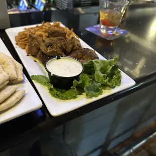 Cajun steak bites with horseradish sauce