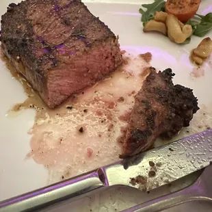 Medium NY strip. Good portion and very filling.