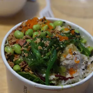 a bowl of rice and vegetables