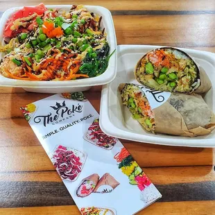 Spicy Salmon Poke Bowl and Poke Burritos