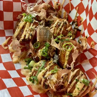 a pile of food in a basket