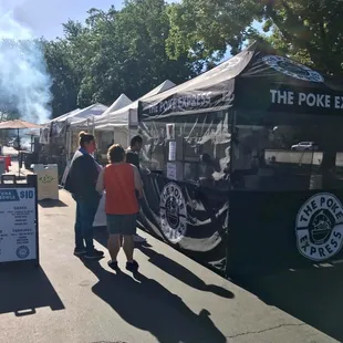 The Poke Express at the Haggin Oaks Farmers Market at the Kaiser parking lot on Ming Ave 9am to 2pm every Sunday.