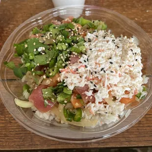 Make Create your Own Bowl- ahi and salmon