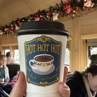 The other side of the hot chocolate cup