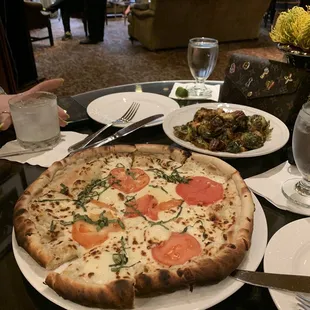 Margarita Pizza, Roasted Brussels and a margarita pre-dinner