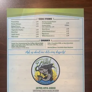 the menu for the event