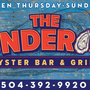 a sign for the ponderosa oyster bar and grill