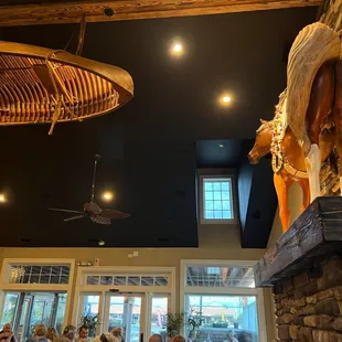 a restaurant with people eating