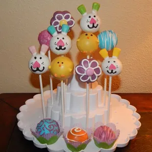 an assortment of cake popss
