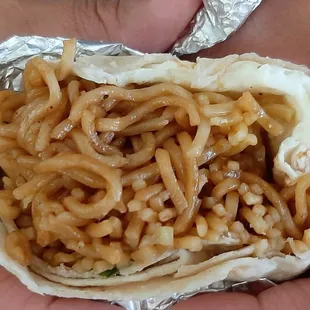 Nothing but noodles and tortilla