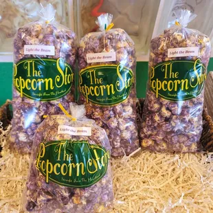 Light the Beam purple popcorn vanilla flavored.