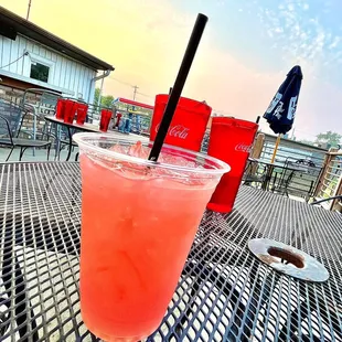 a drink with a straw in it