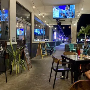 Outdoor seating at entrance