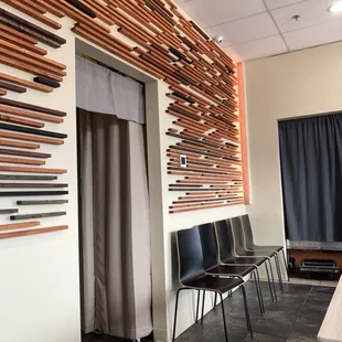 a row of chairs in a waiting room