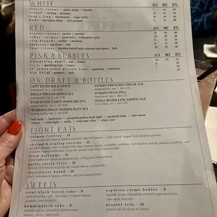 the menu of the port restaurant