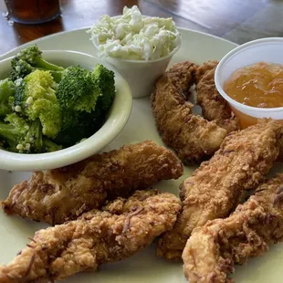 Coconut Chicken, broccoli, cole slaw,