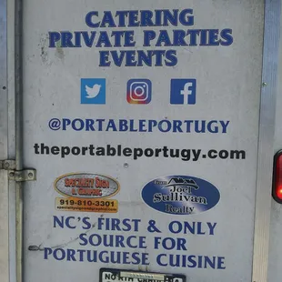 a sign for a catering event