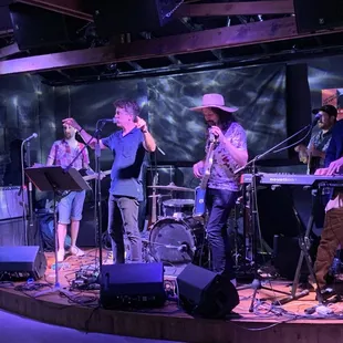 Getting ready for Al Church and band to perform