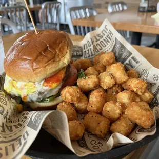 "All The Way" Burger and Tater Tots