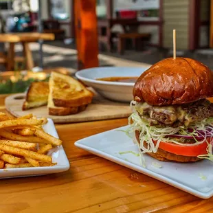 Double smashburger, old bay fries and rotating soups