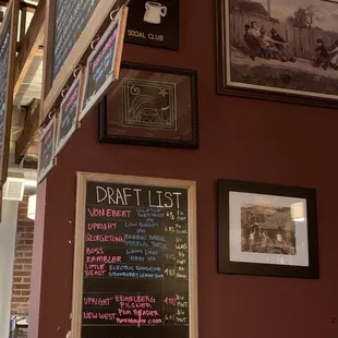 the menu and price list