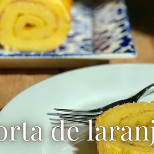 a slice of orange cake