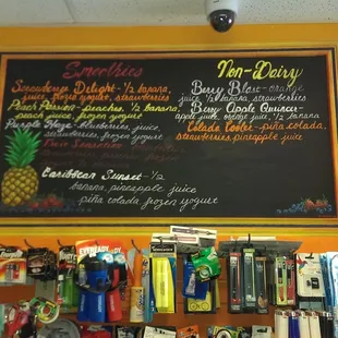 Smoothie menu