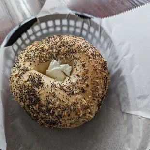 Everything Bagel with cream cheese