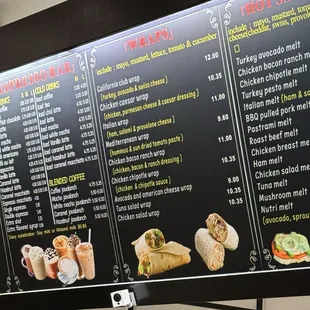 the menu of the restaurant