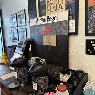 a coffee machine and coffee cups