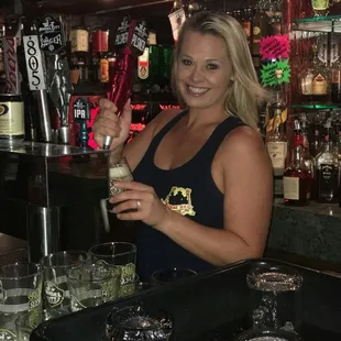 Cassie servin up cold beers at our anniversary party