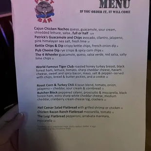 menu